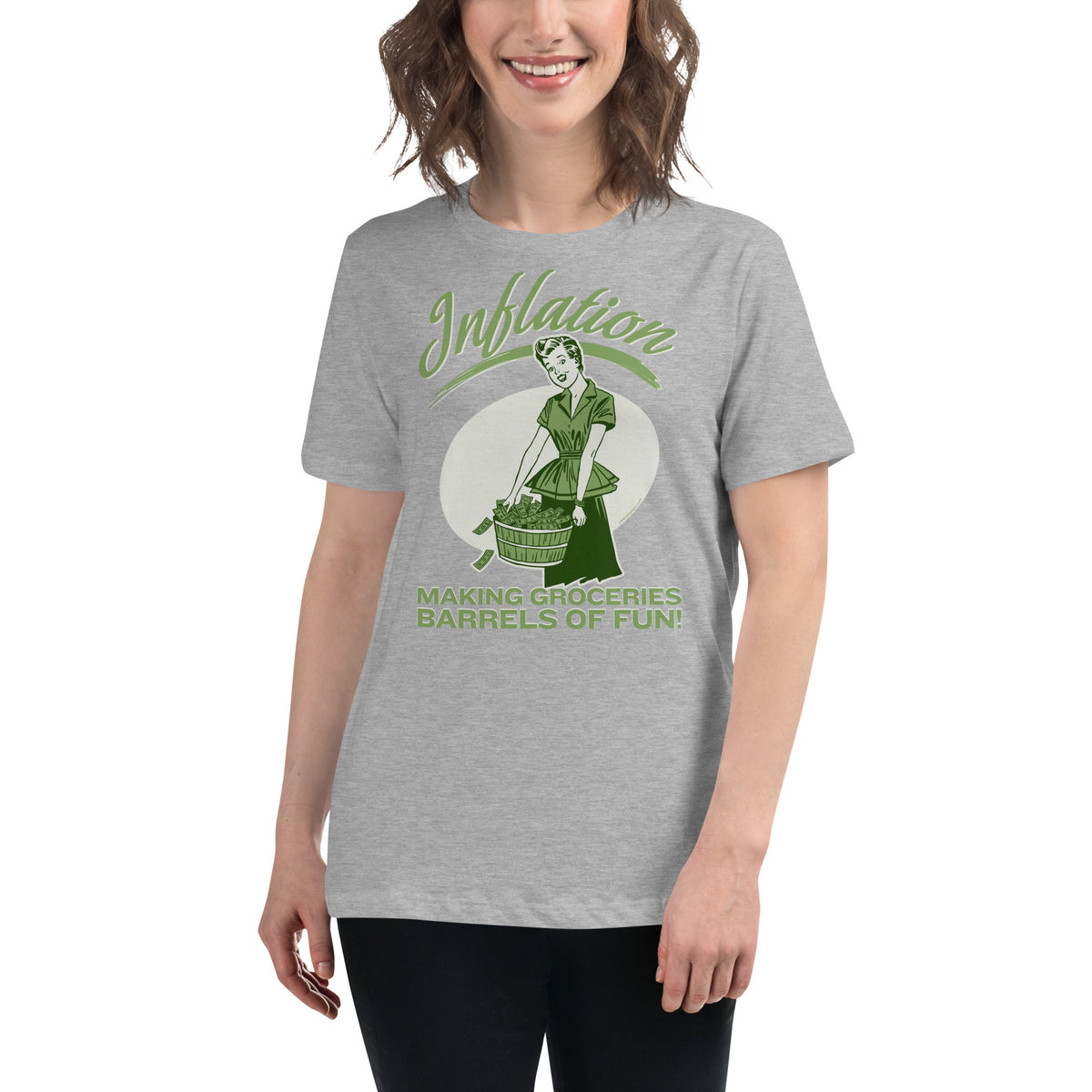 Inflation Making Groceries Barrels of Fun Women&#39;s Relaxed T-Shirt