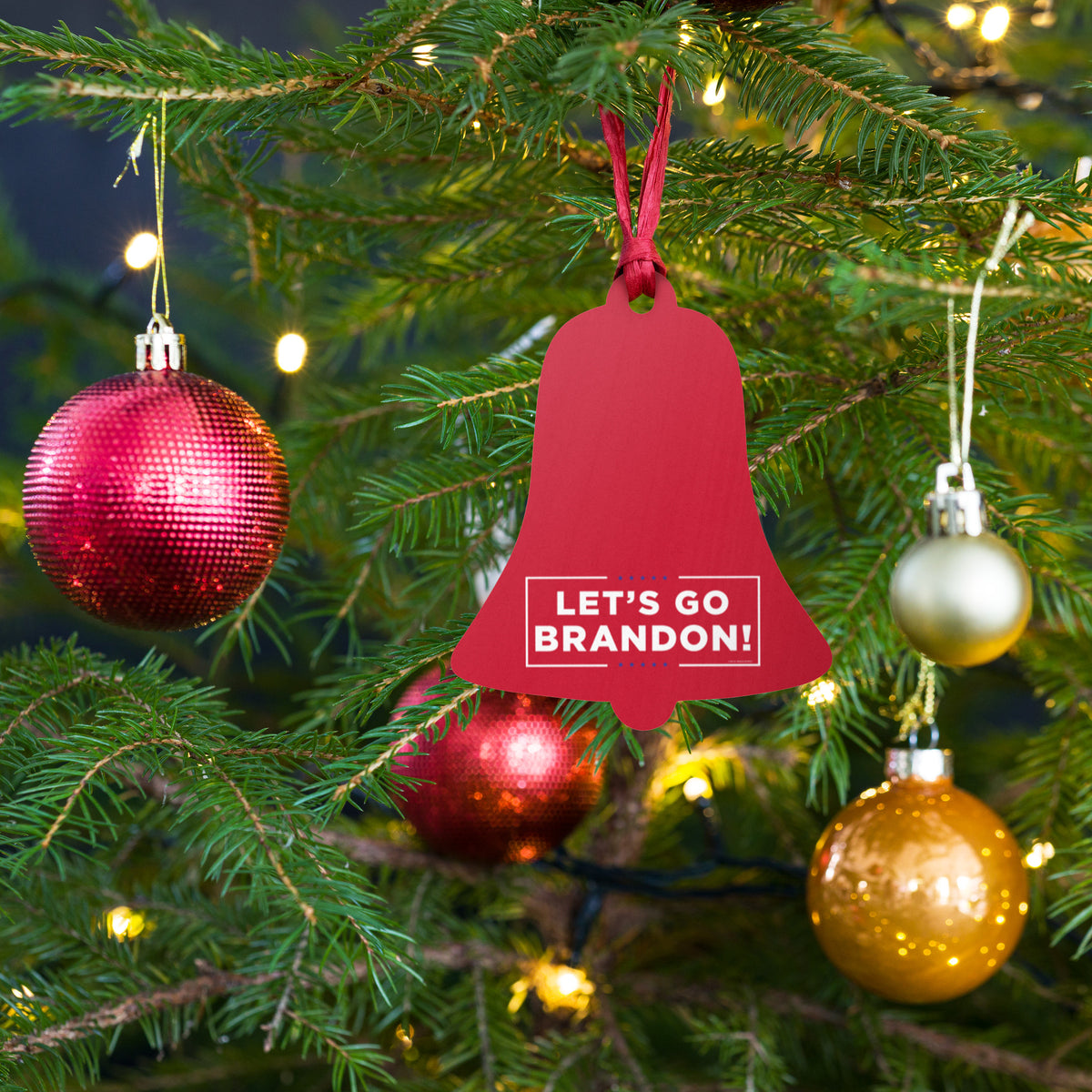 Let&#39;s Go Brandon Wooden Ornaments