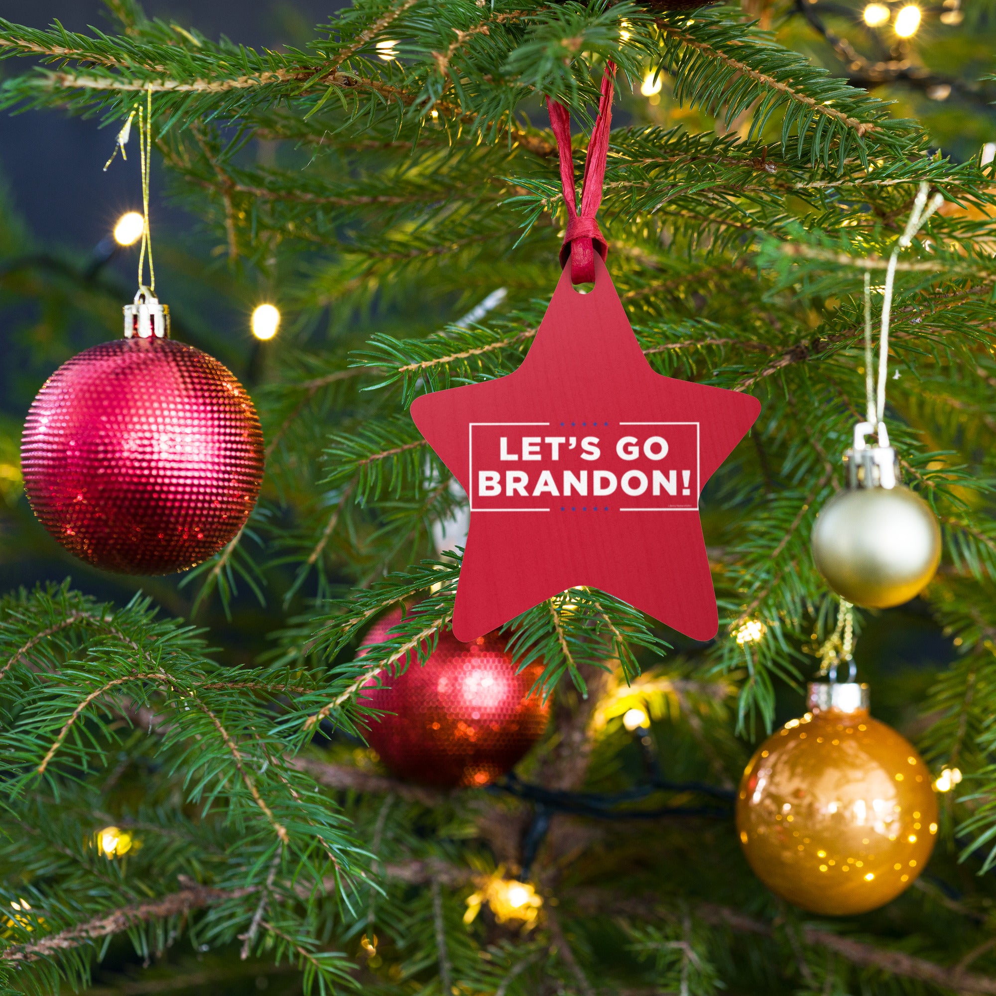 Let's Go Brandon Wooden Ornaments