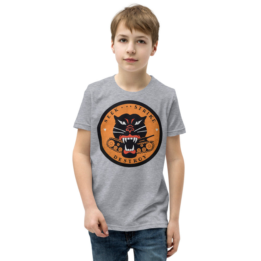 Seek Strike and Destroy WW2 Tank Destroyer Youth Short Sleeve T-Shirt