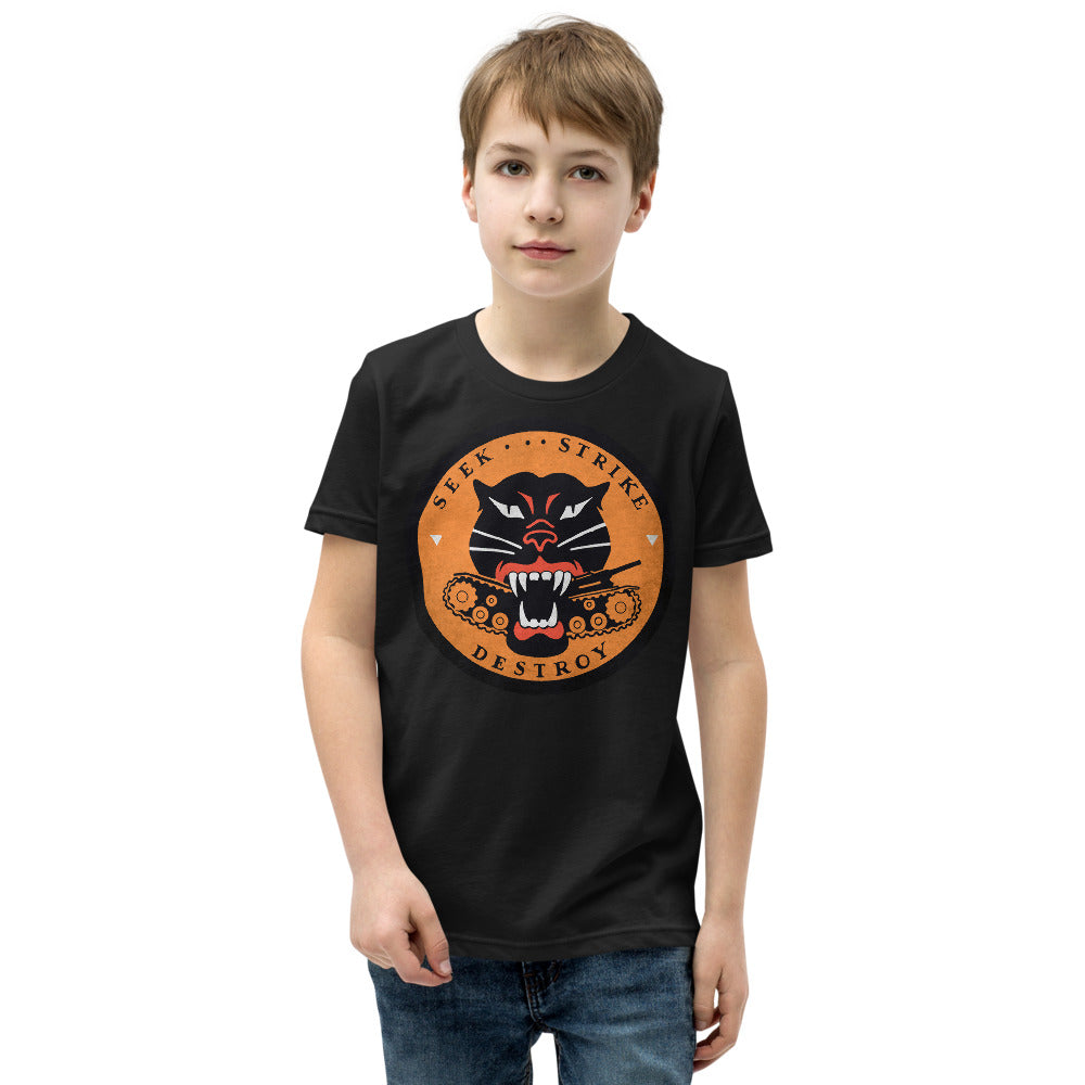 Seek Strike and Destroy WW2 Tank Destroyer Youth Short Sleeve T-Shirt