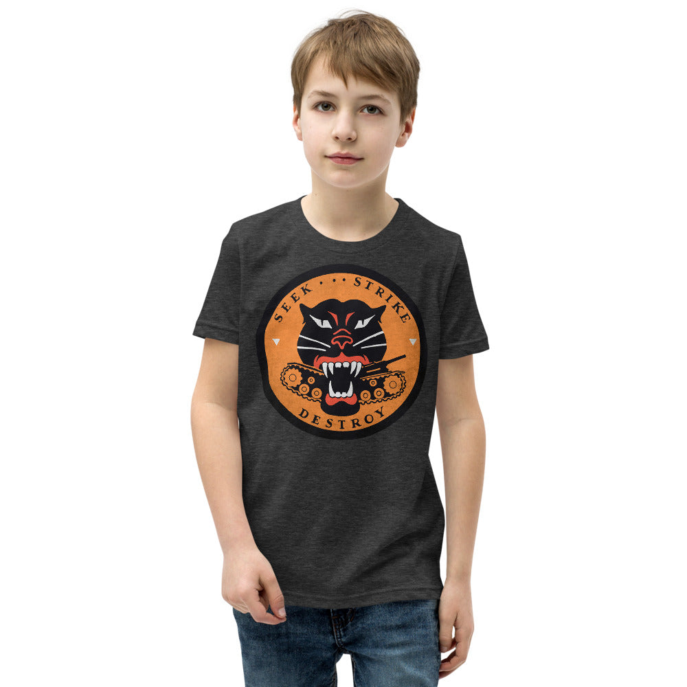 Seek Strike and Destroy WW2 Tank Destroyer Youth Short Sleeve T-Shirt