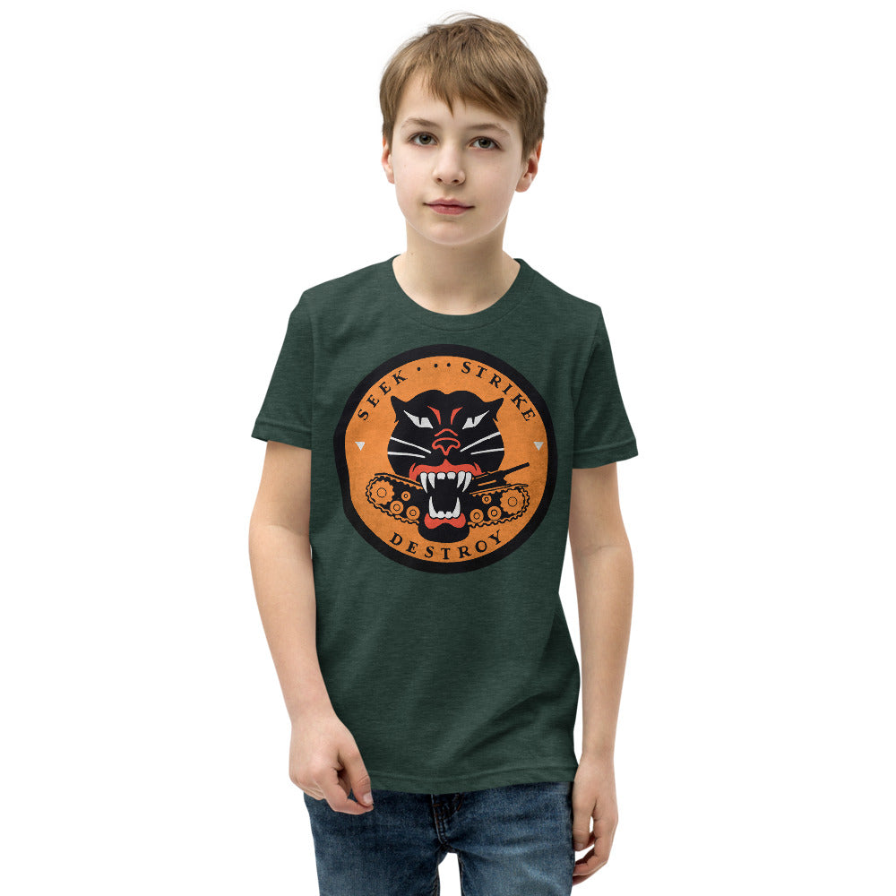 Seek Strike and Destroy WW2 Tank Destroyer Youth Short Sleeve T-Shirt