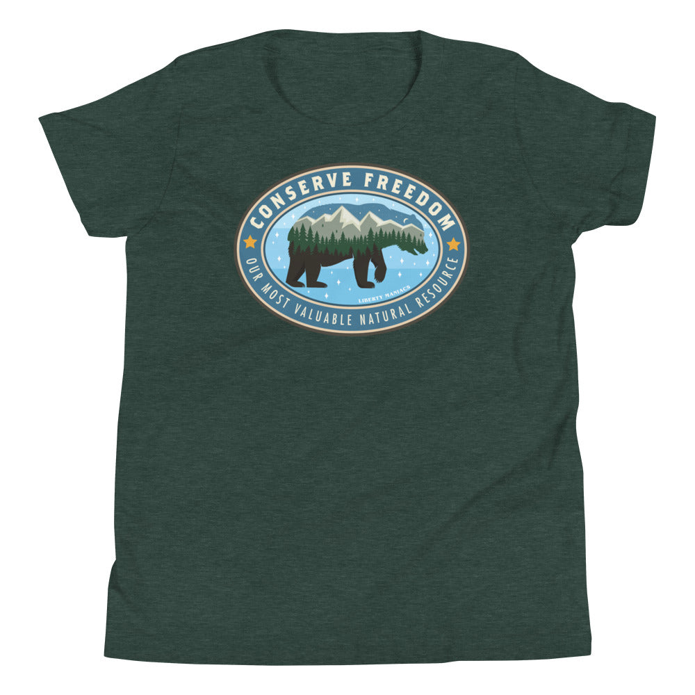 Conserve Freedom Bear Youth Short Sleeve T-Shirt