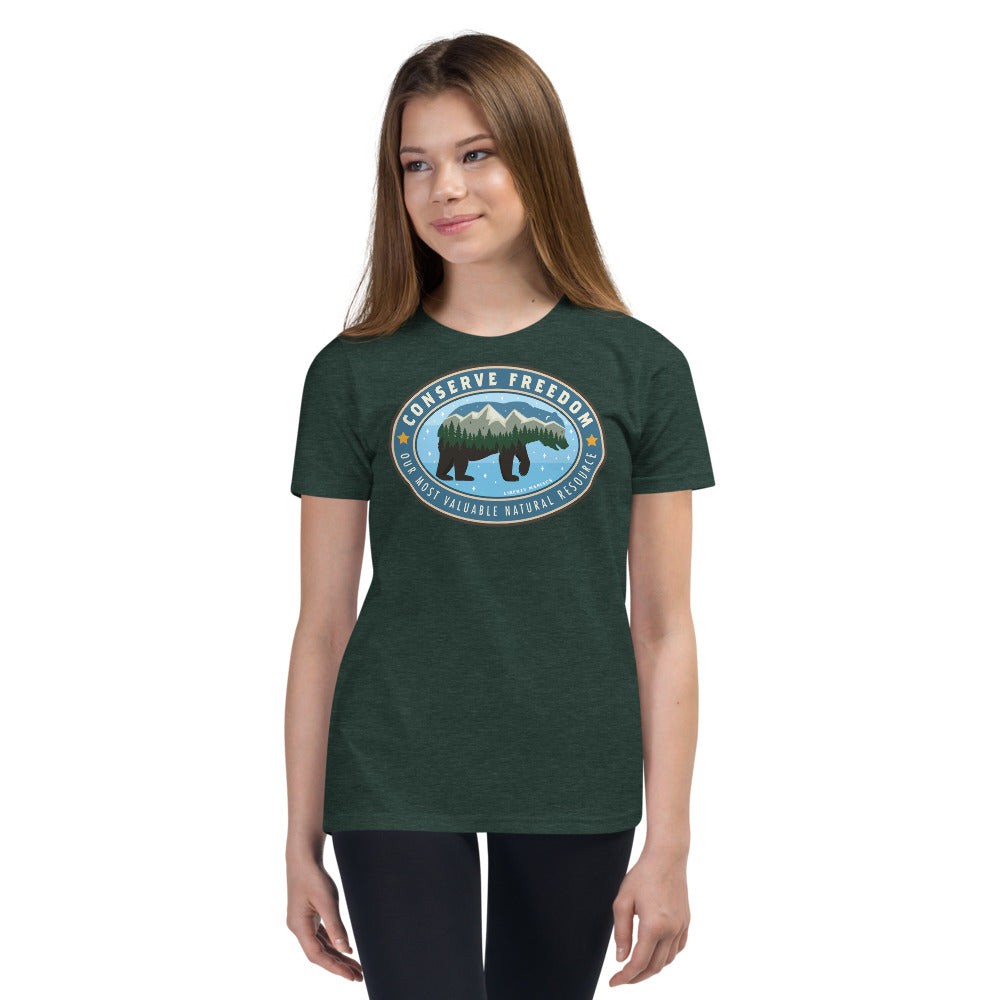 Conserve Freedom Bear Youth Short Sleeve T-Shirt