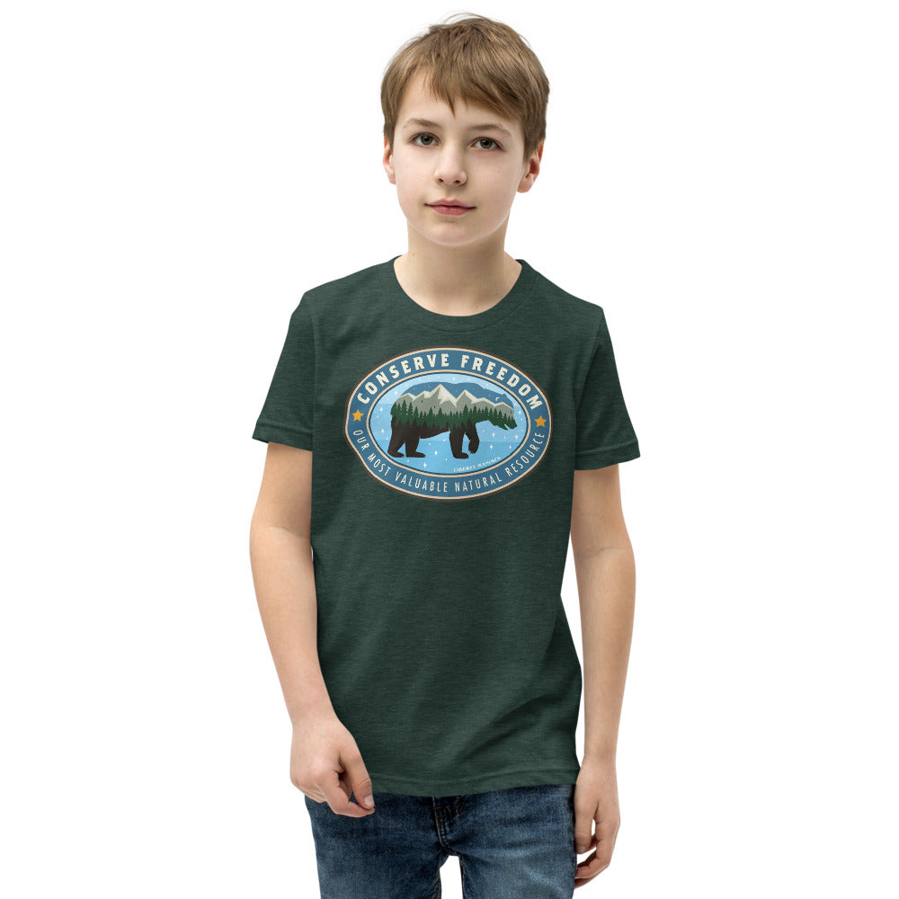 Conserve Freedom Bear Youth Short Sleeve T-Shirt